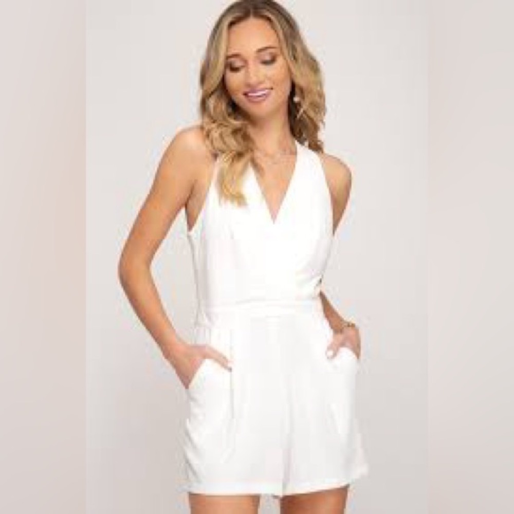 Double Zero Elegant White Sleeveless Jumpsuit Size Small